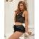 Subblime - 953942 Casual Silk Nightgown + Lace Pants Black L/XL