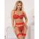 Subblime - 954321 Heart Print Bra + Thong + Garter Belt Red S/M