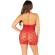 Leg Avenue - Heart Print Mesh Mini Dress Red One Size