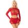 Leg Avenue - Shiny Net Crop + Mini Skirt Red