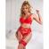 Subblime - 955250 Red Bondage Bra With Garter Set S/M