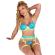 Subblime - 955311 Set of Bra With Lace and Garter Lines Green and Blue S/M