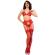 Chilirose - Cr 4848 Red Lace Bra + Thong + Stockings Set