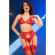 Chilirose - Cr 4848 Red Lace Bra + Thong + Stockings Set